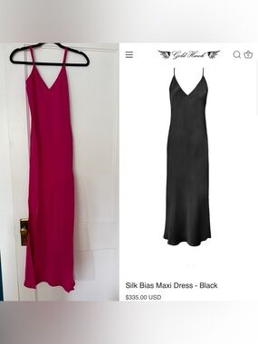 💯 silk Bias Maxi Slip Dress - Fuchsia